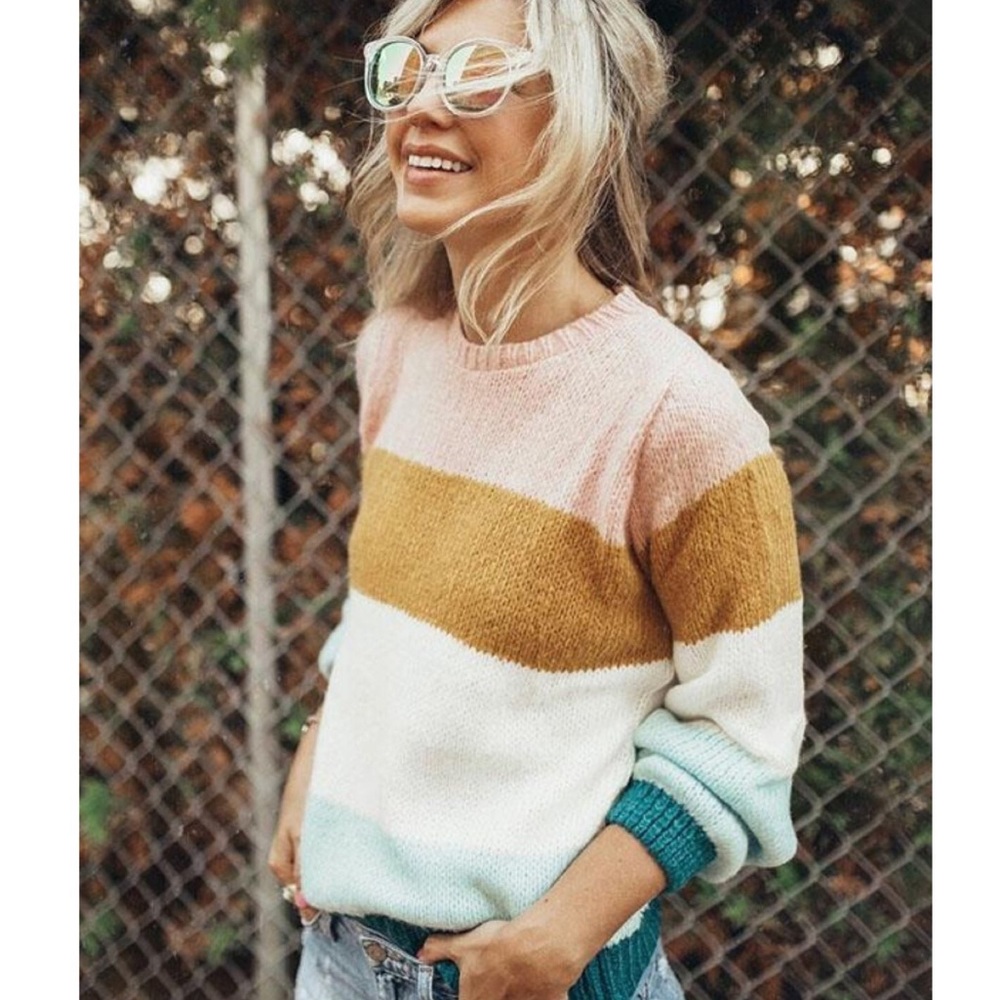 ✖️SOLD✖️TOPSHOP Colorblock Knit Pullover Sweater - Picture 4 of 10